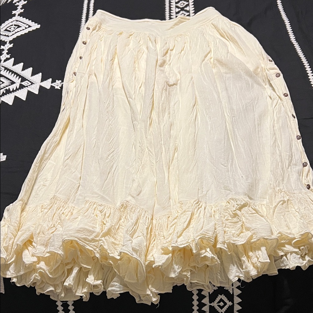 Cream Ruffled Women's Skirt